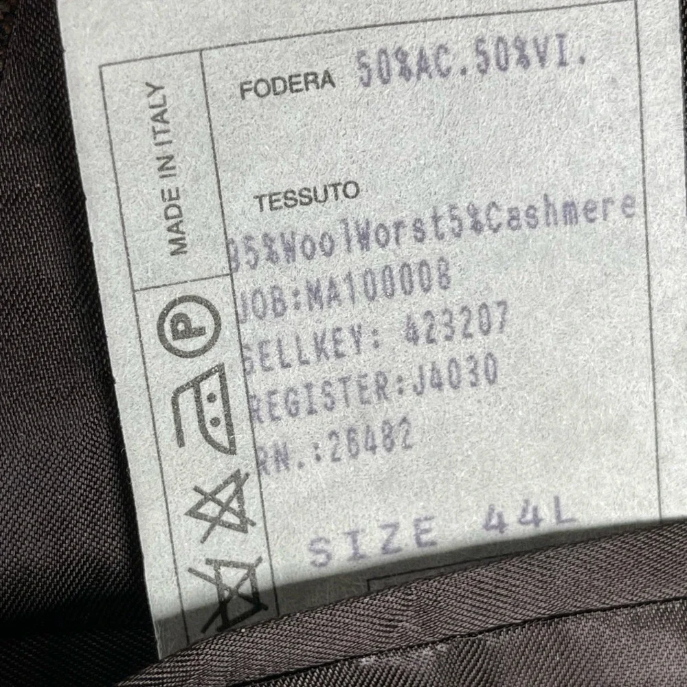 Murano Sport Coat Mens 44L Brown Check Worsted Wool Cashmere Two Button Dillards